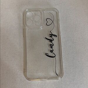 iPhone 14 Pro Max Transparent Custom ( CANDY) Black Script Design Jelly Case